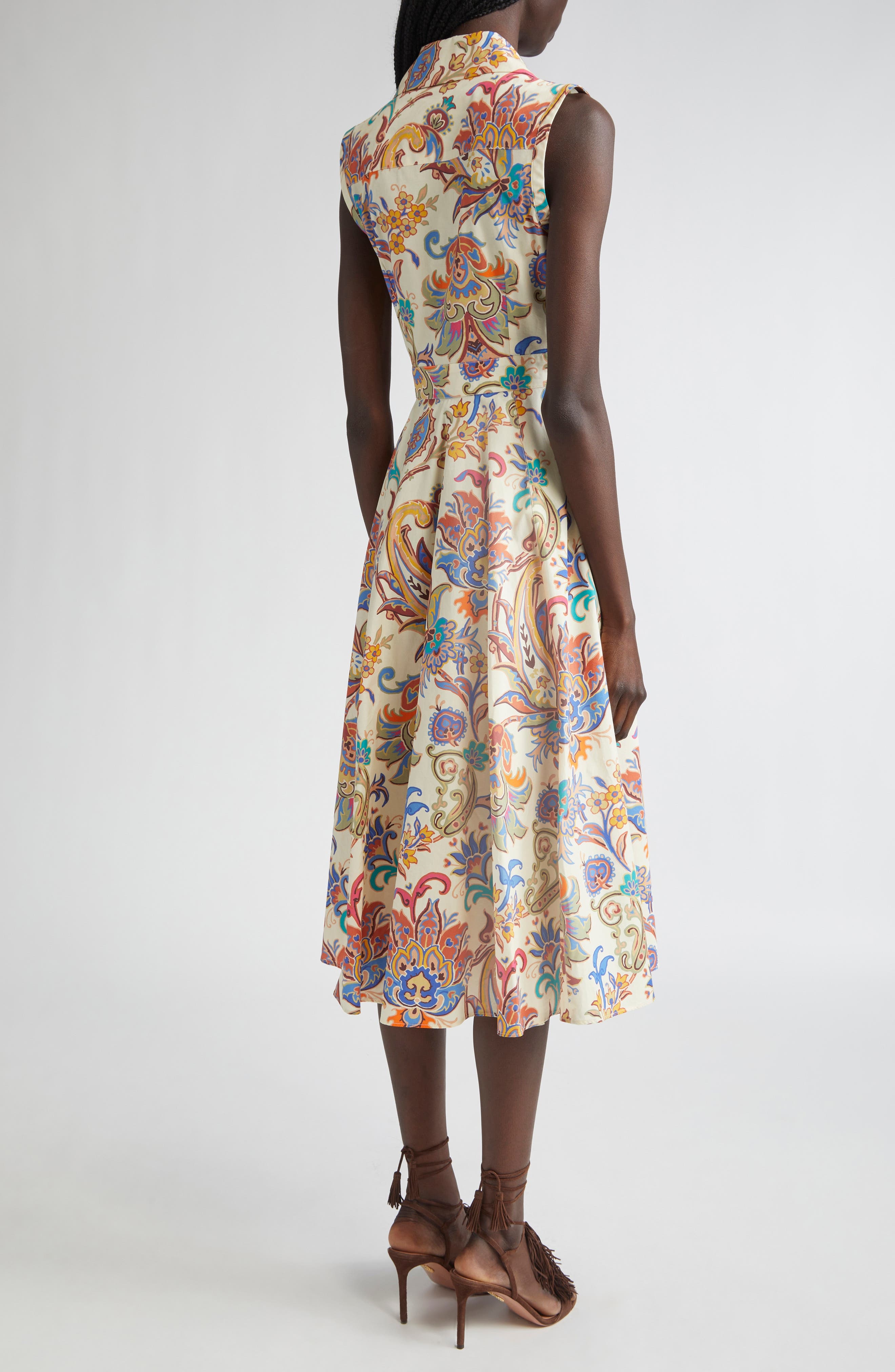 Etro Floral Print Cotton Poplin Shirtdress in Stampa F.do Bianco at Nordstrom - 3