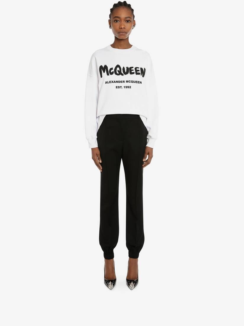 Women's McQueen Graffiti Sweatshirt in White/black - 2