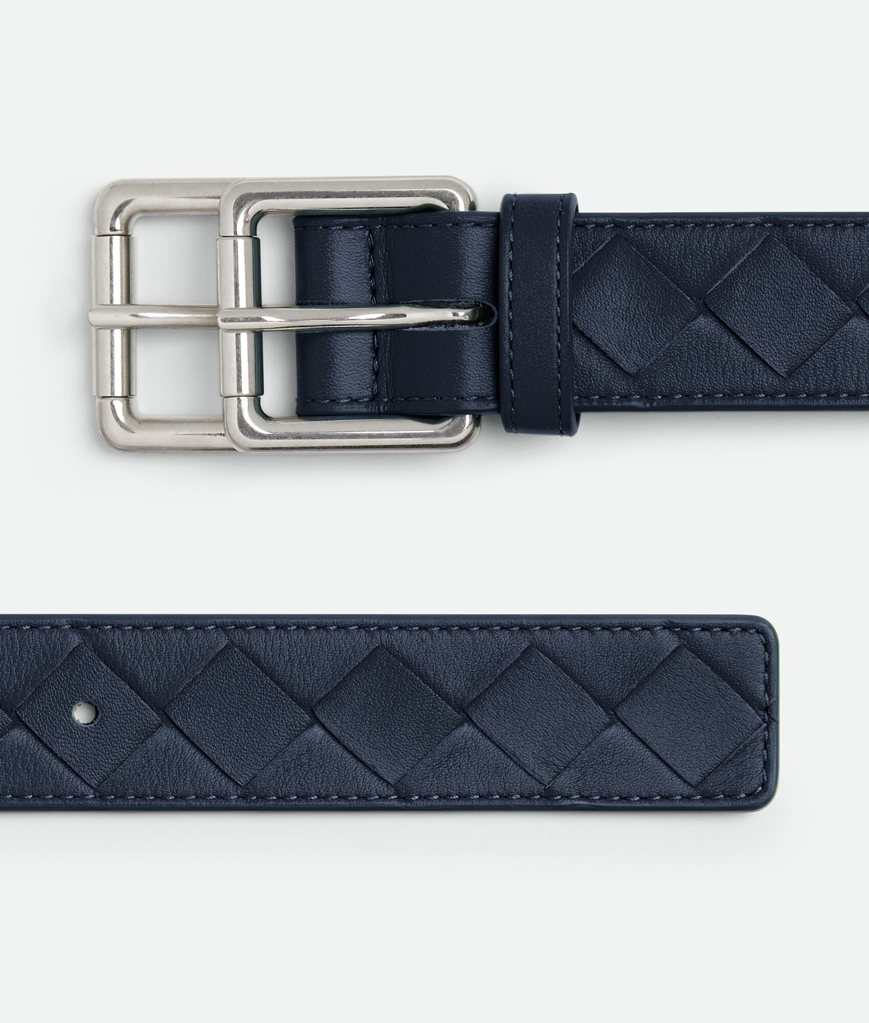 intrecciato double buckle belt - 3