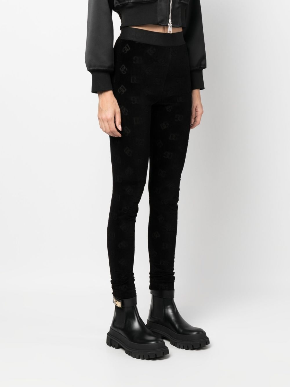 logo-debossed cotton leggings - 3