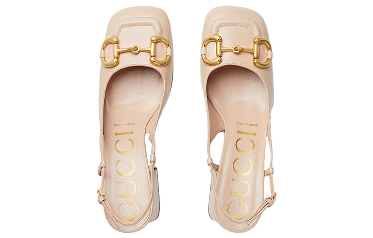 (WMNS) Gucci Horsebit Mid Heel Slingback 'Neutral' 643892-C9D00-6705 - 3