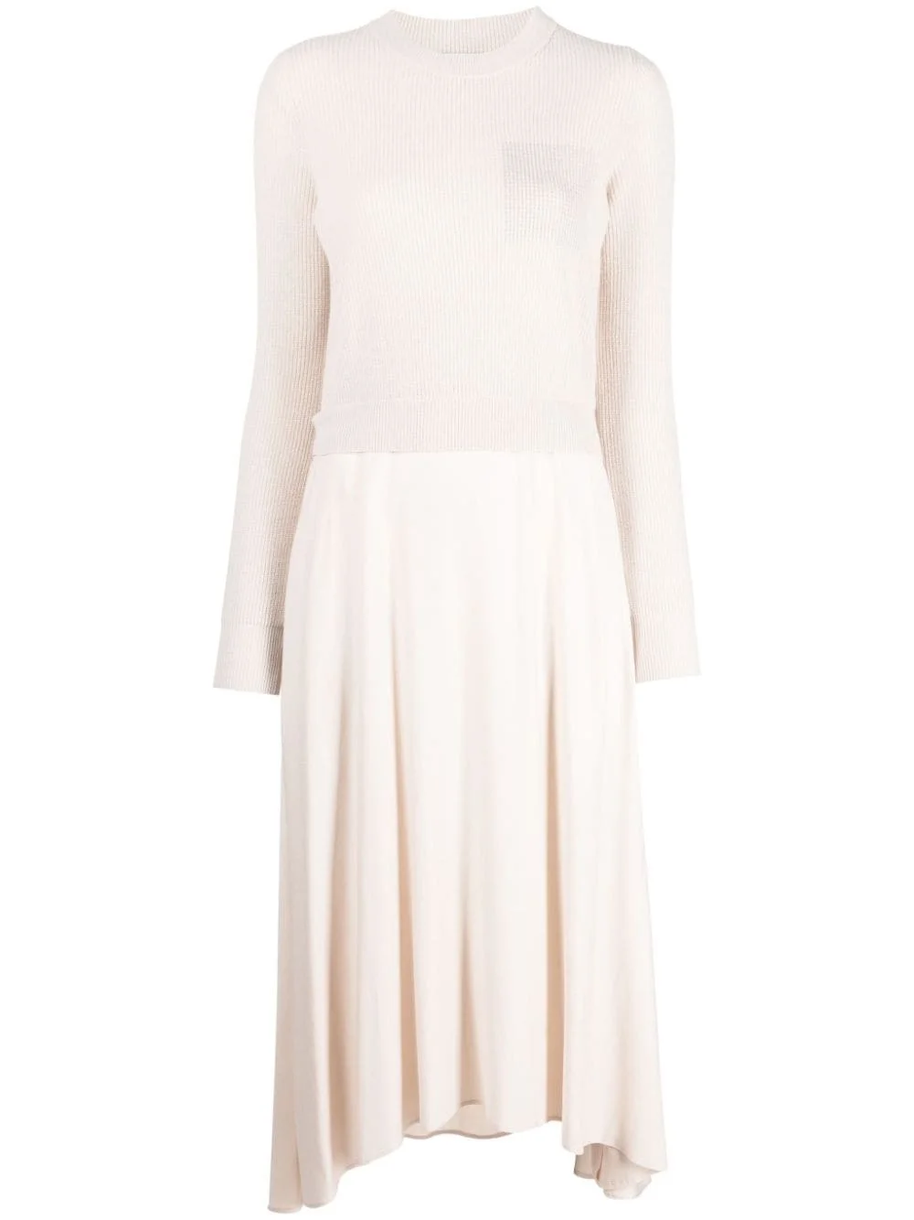 contrasting-stitch knitted midi dress - 1