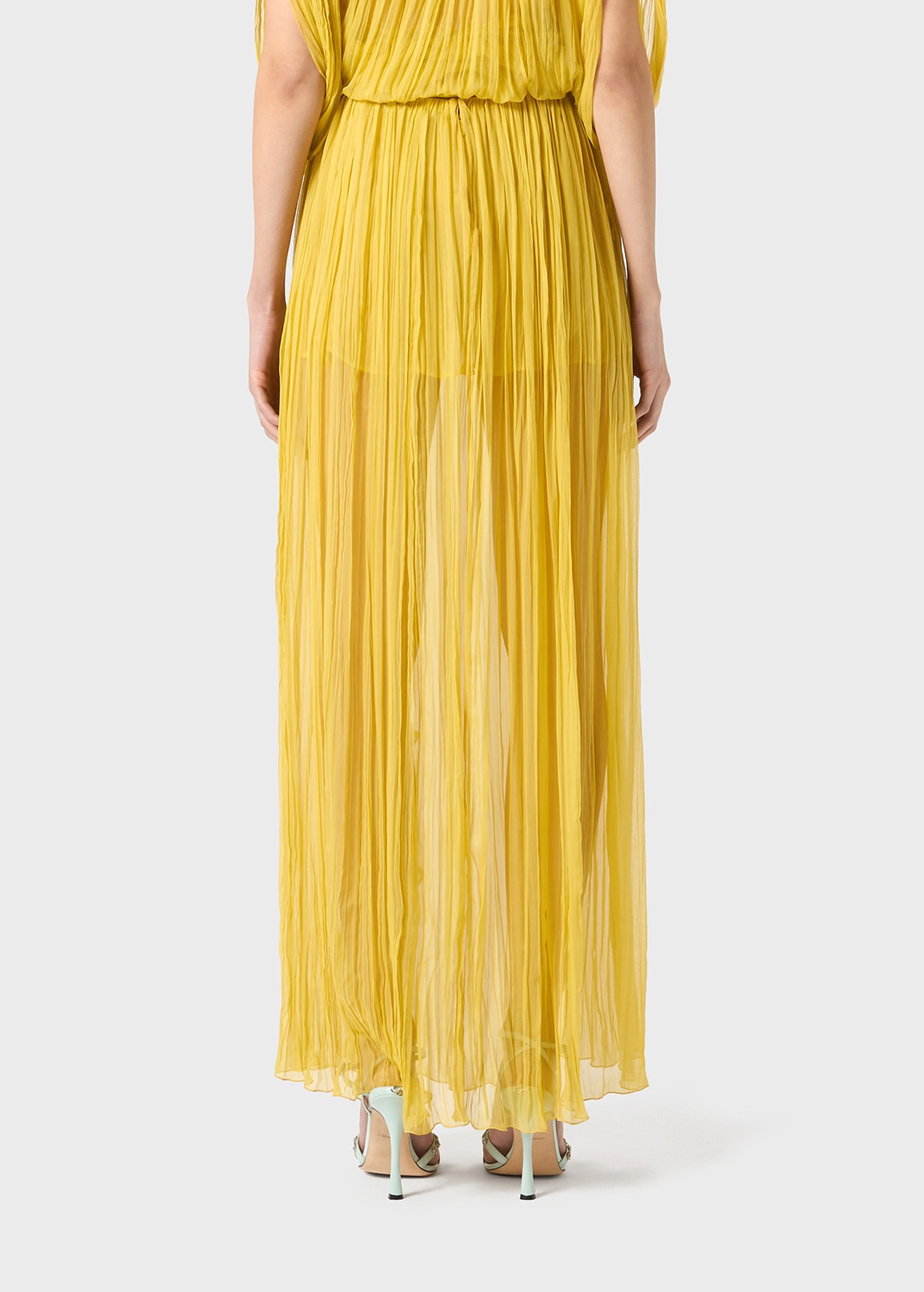 PLEATED SKIRT IN SILK CHIFFON WITH RUFFLES - 4