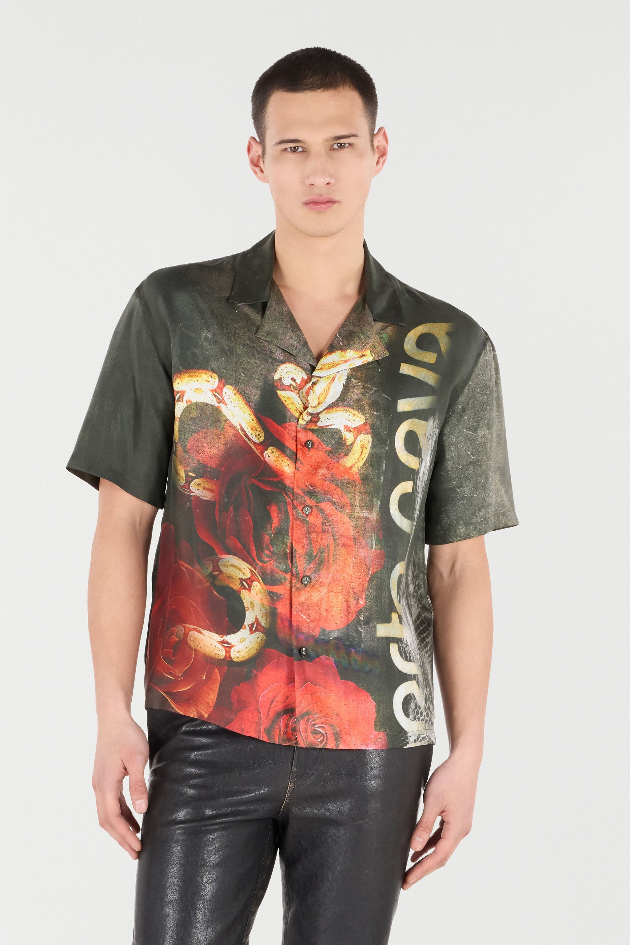 Silk Shirt With Roses And Snakes Print - 3