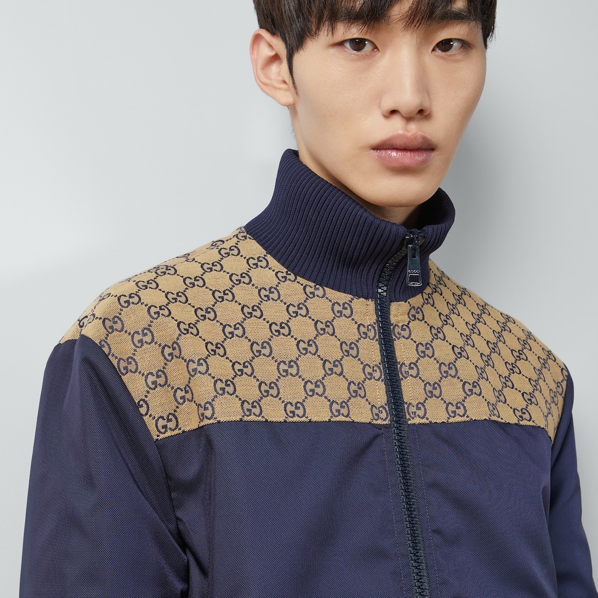 Nylon canvas zip jacket with GG - 3
