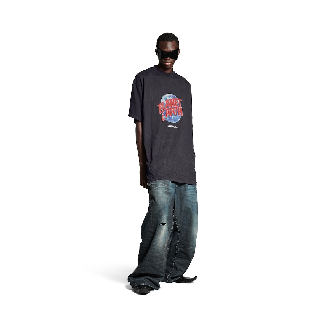 Men's Planet Earth T-shirt Oversized in Black - 2