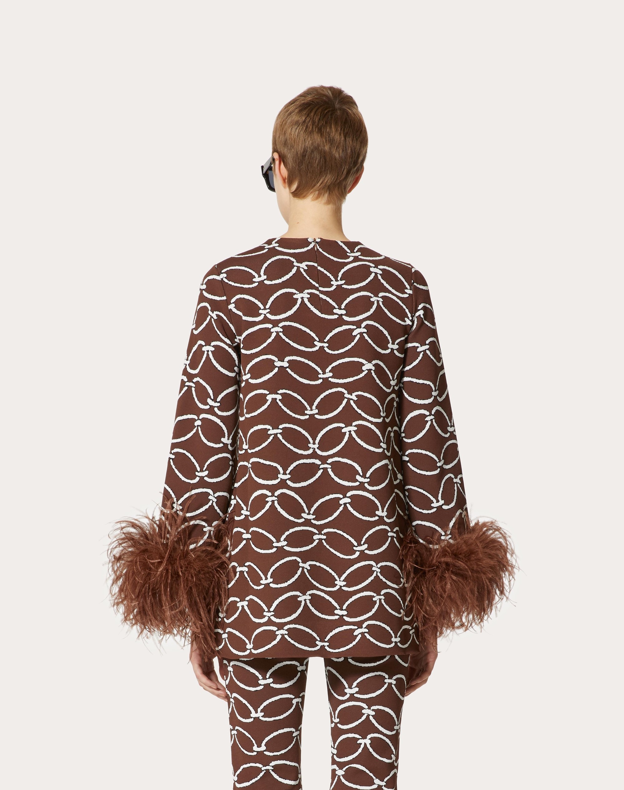 VALENTINO CHAIN 1967 JACQUARD VISCOSE SWEATER WITH FEATHERS - 4