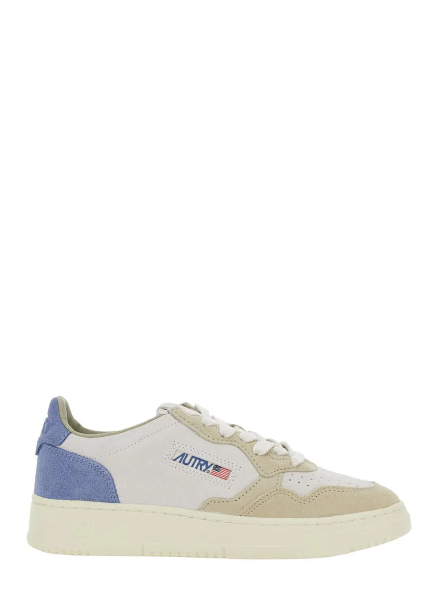 Autry 'Medalist' Blue Low Top Sneakers With Logo Detail In Leather And Suede Woman - 1