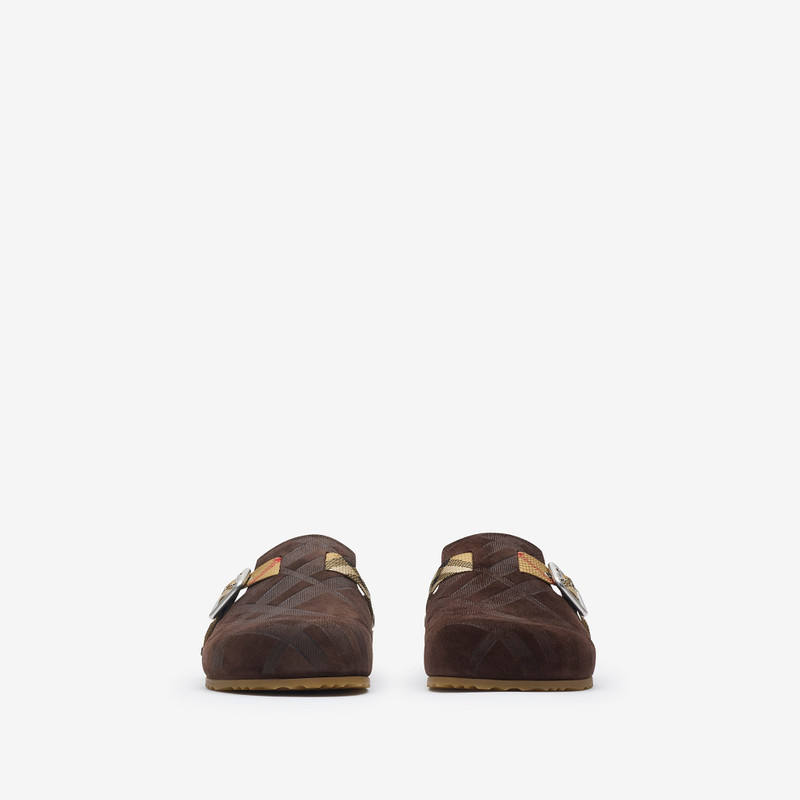 Burberry Check Suede Urchin Clogs outlook
