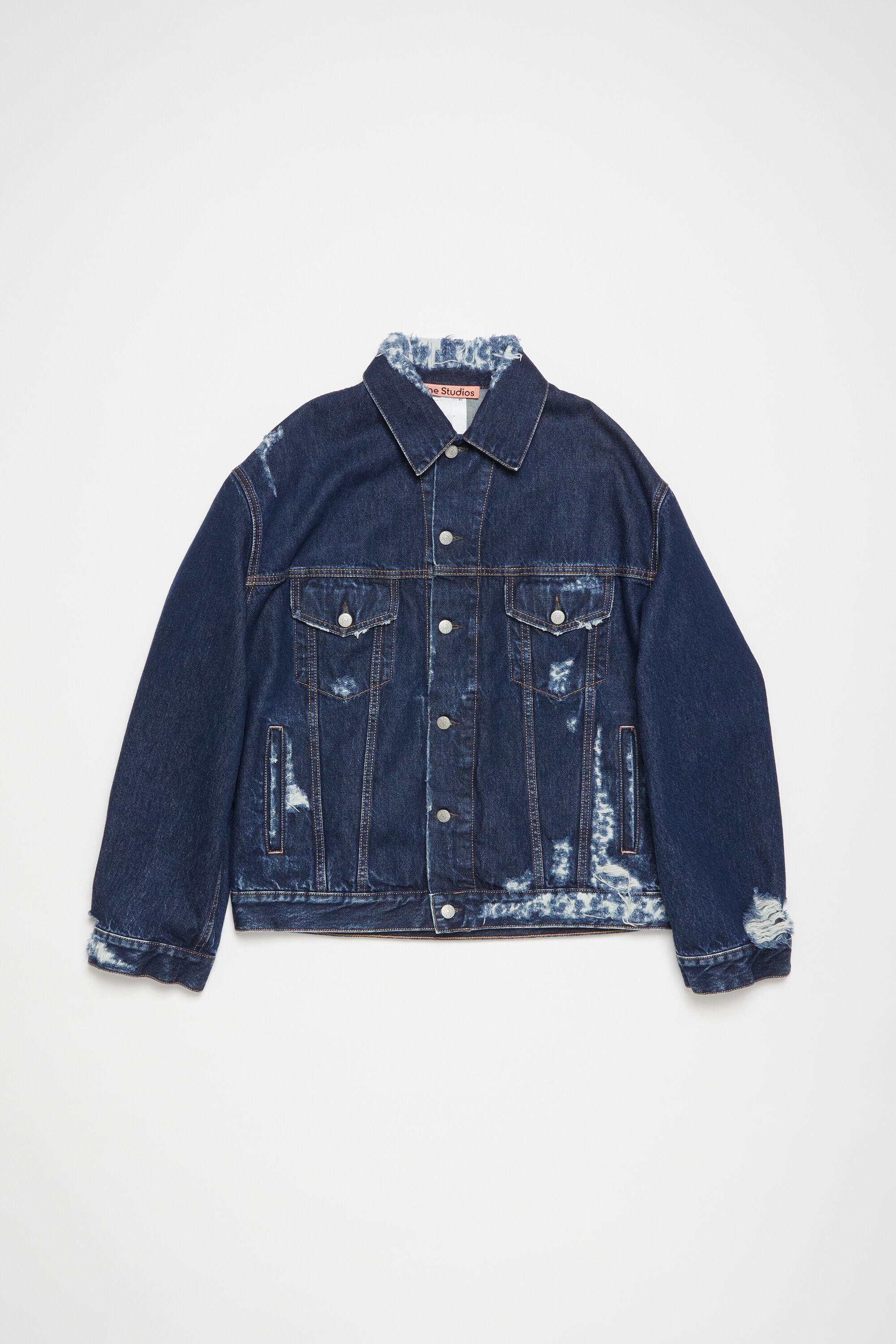 Distressed denim jacket - Relaxed fit - Mid blue - 8