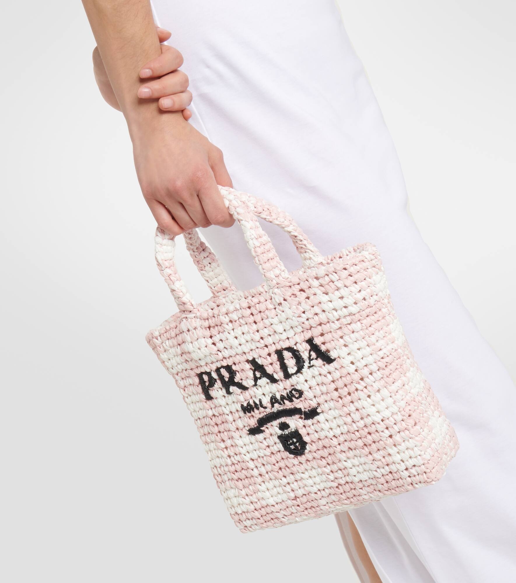 Logo raffia-effect shopper - 2