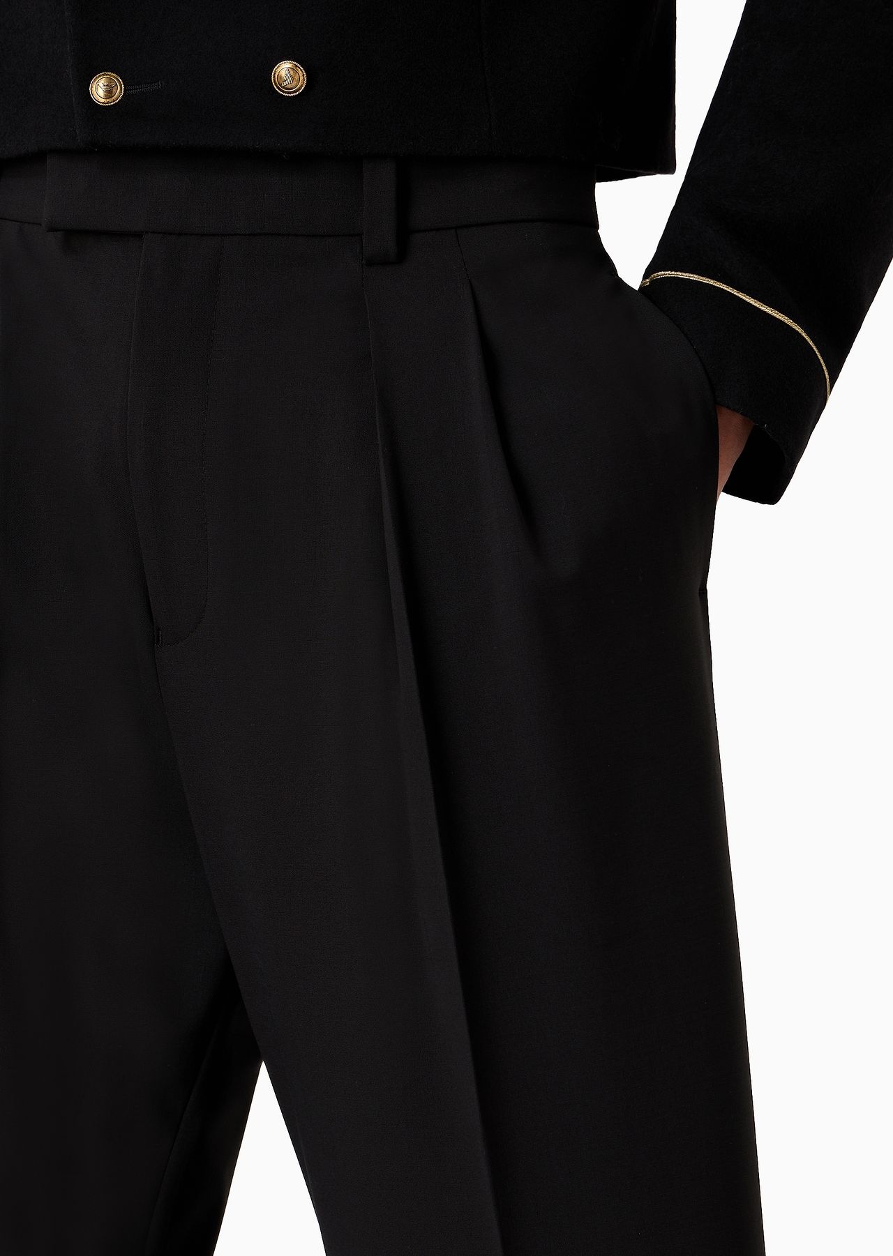 Virgin-wool two-way stretch canvas trousers with darts - 6