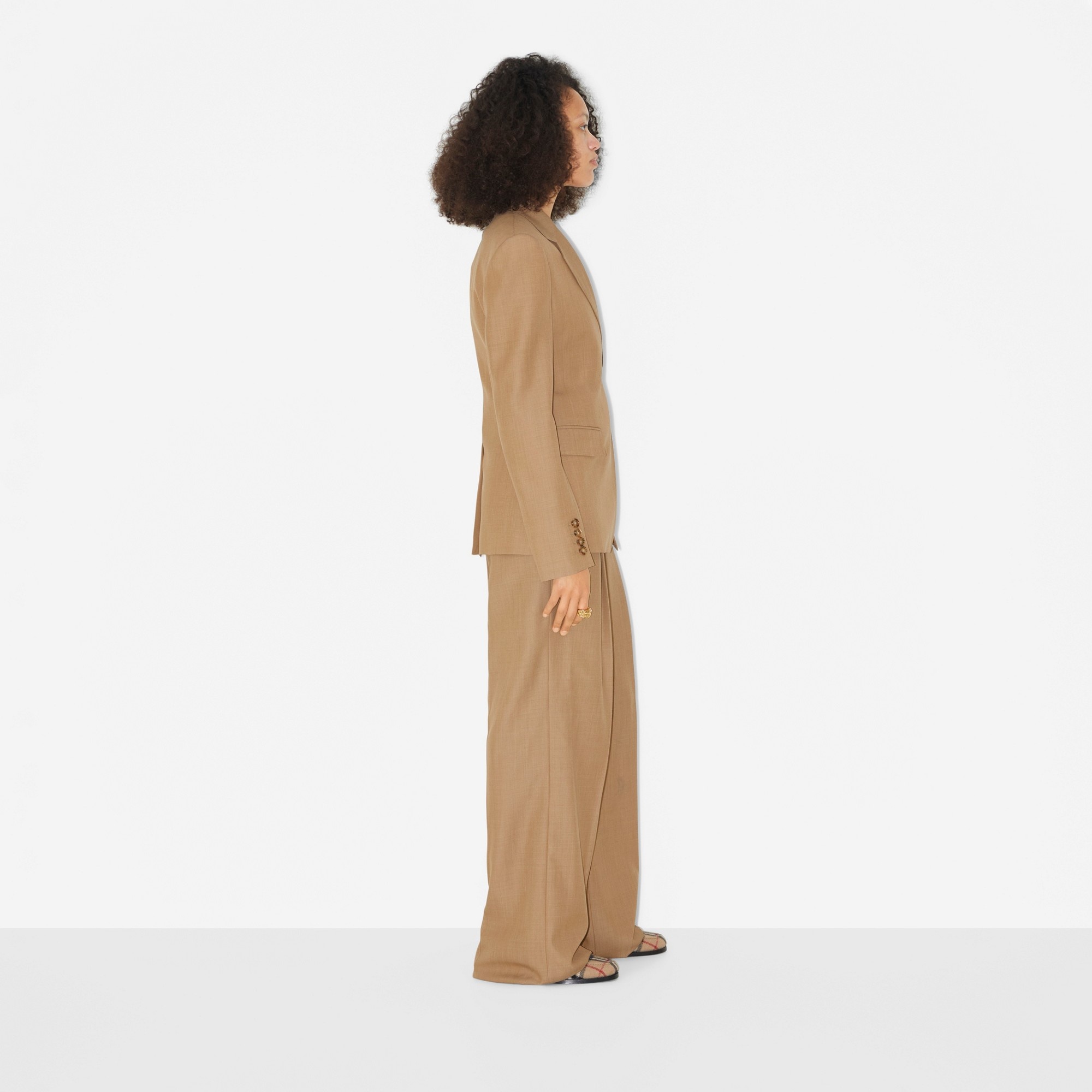 Pleated Wool Wide-leg Trousers - 3