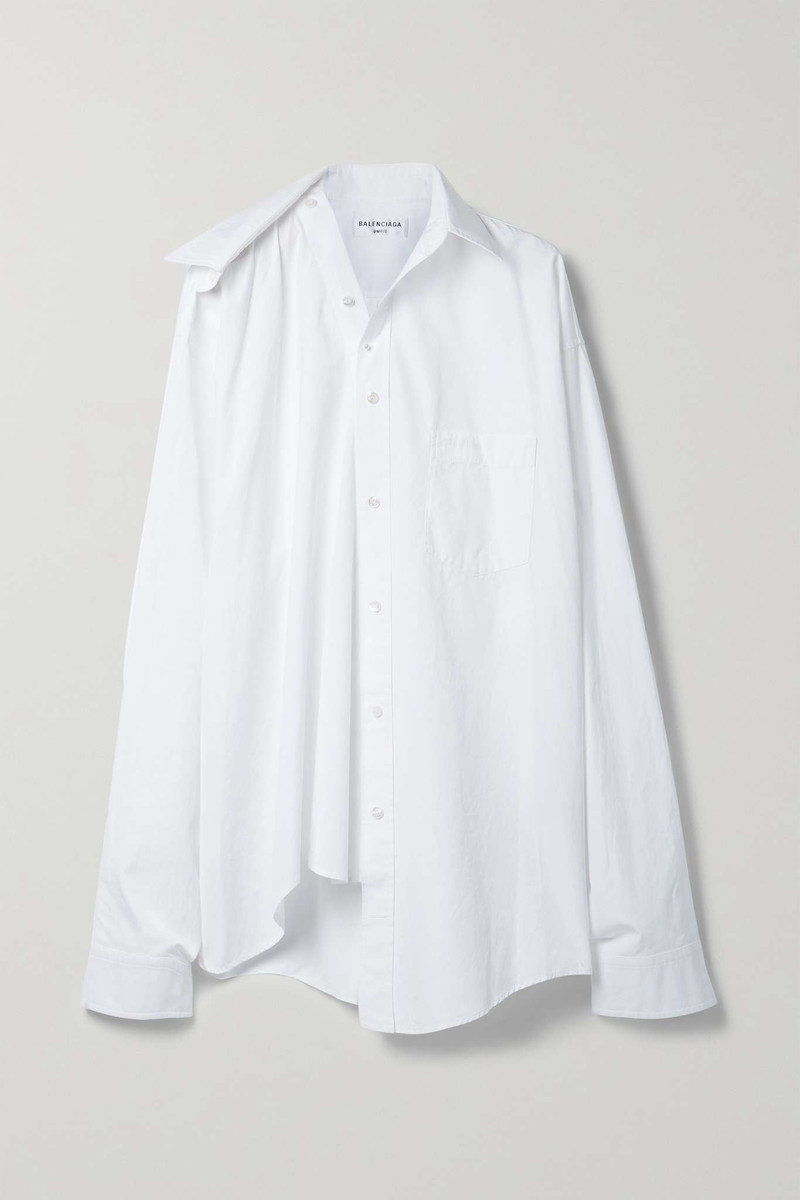 Oversized asymmetric cotton-poplin shirt - 1