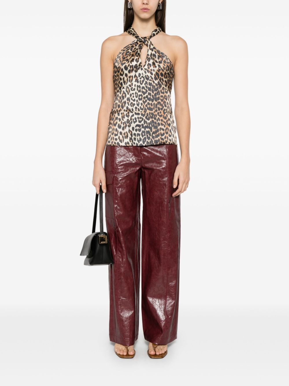 leopard-print satin top - 2