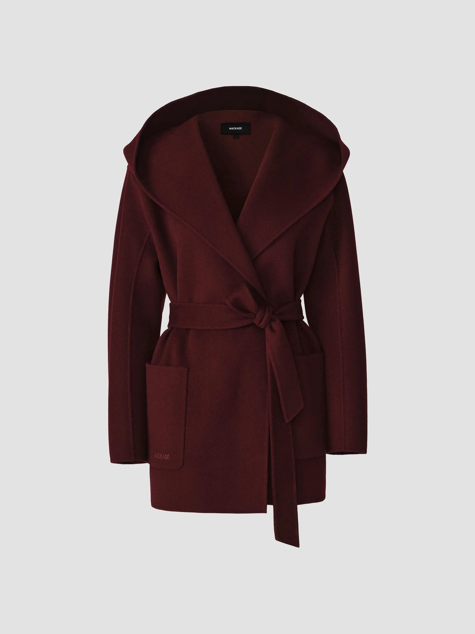 Women's Paya Double-Face Wool Bathrobe Wrap Coat - Garnet - 1