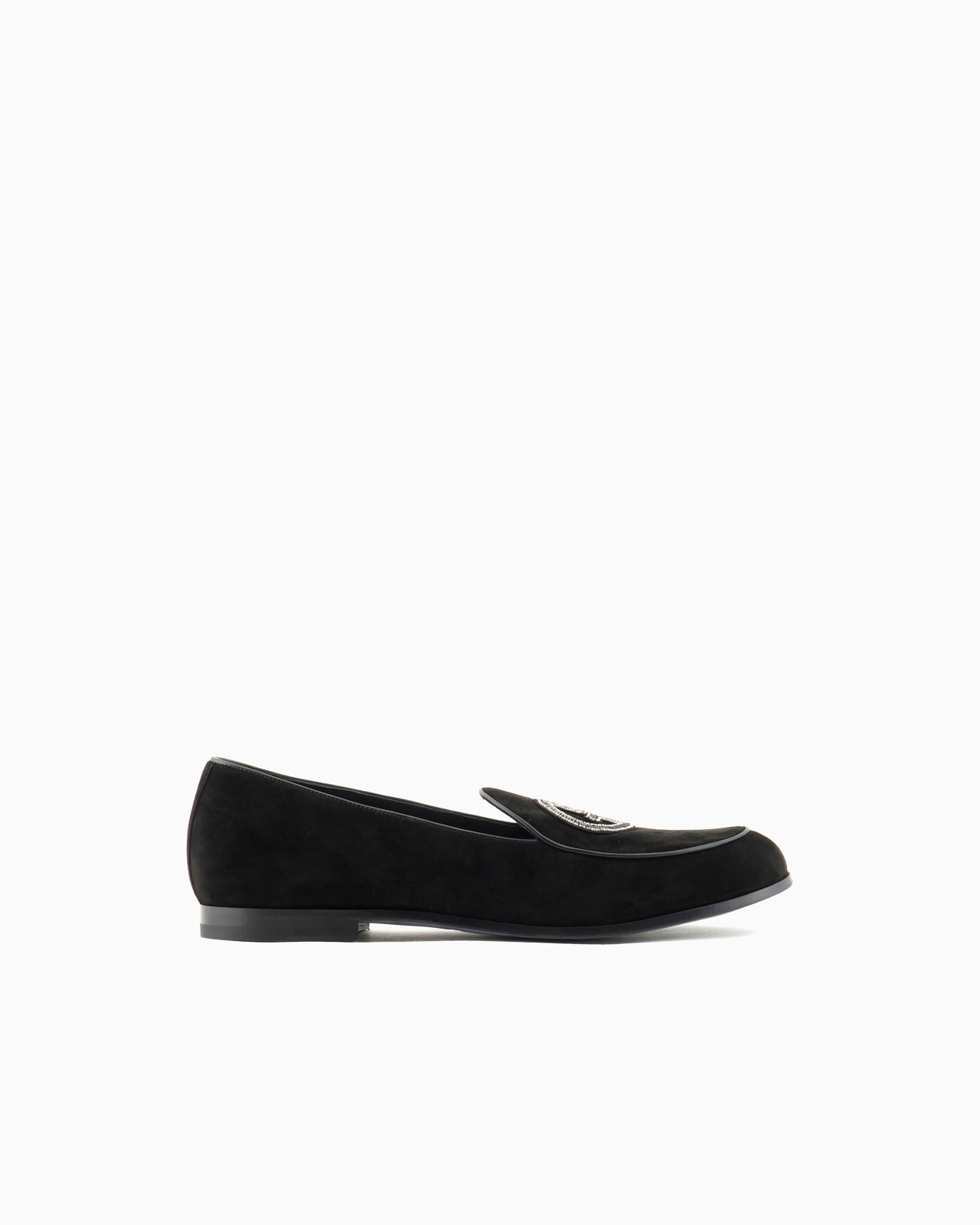 Suede loafers with embroidered logo - 1