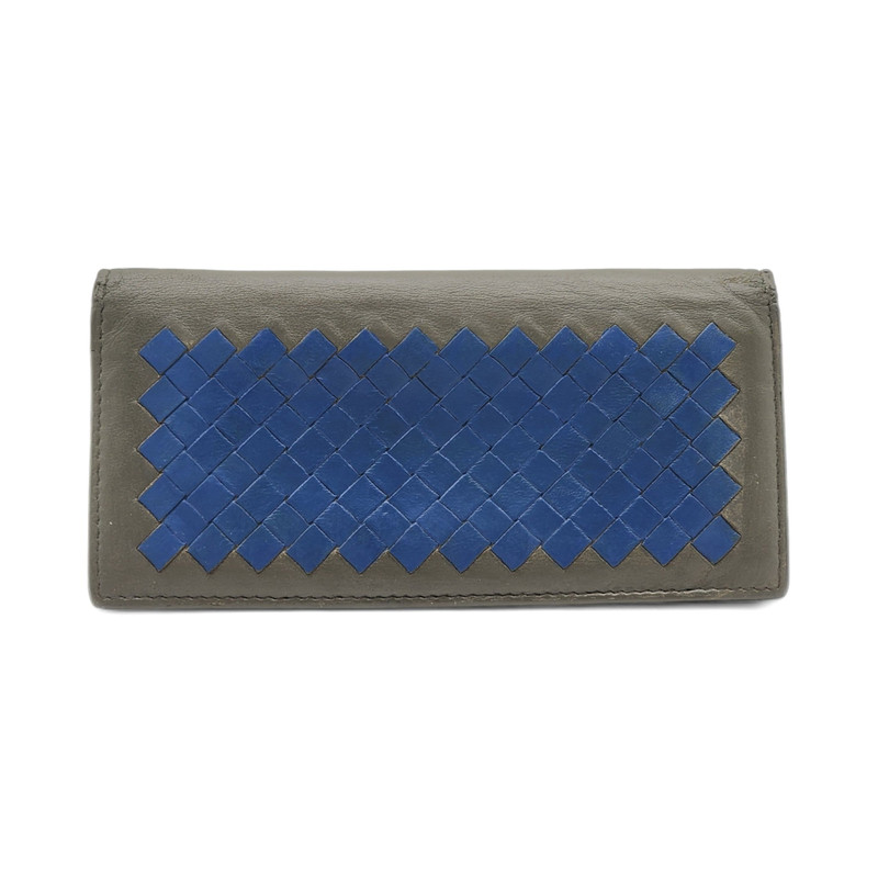 Bottega Veneta Nappa Intrecciato Bi-Fold Wallet in Gray Blue - 1
