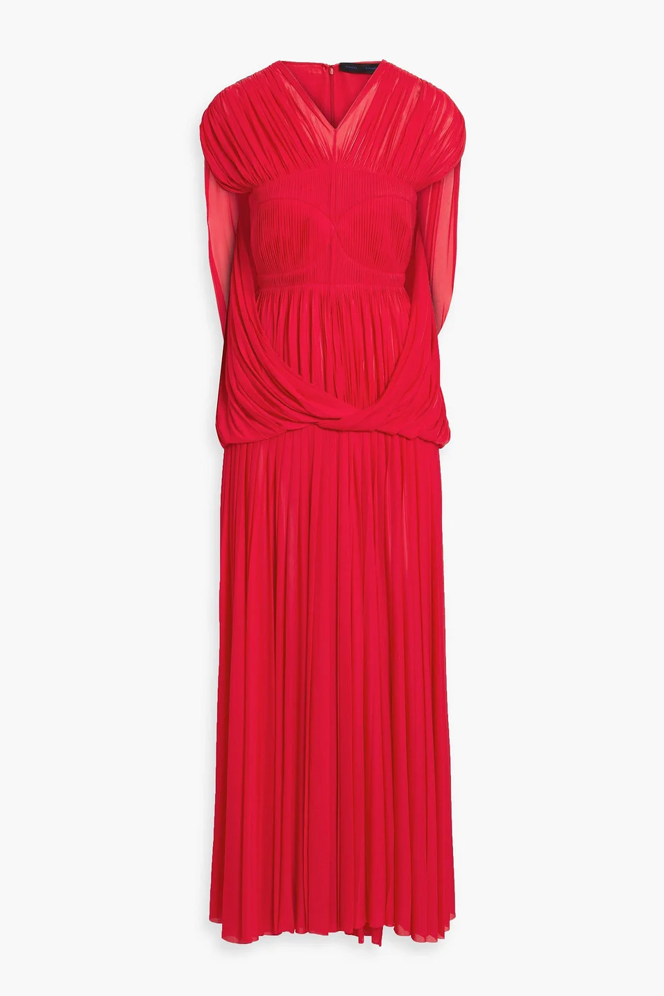 Cape-effect pleated jersey maxi dress - 1