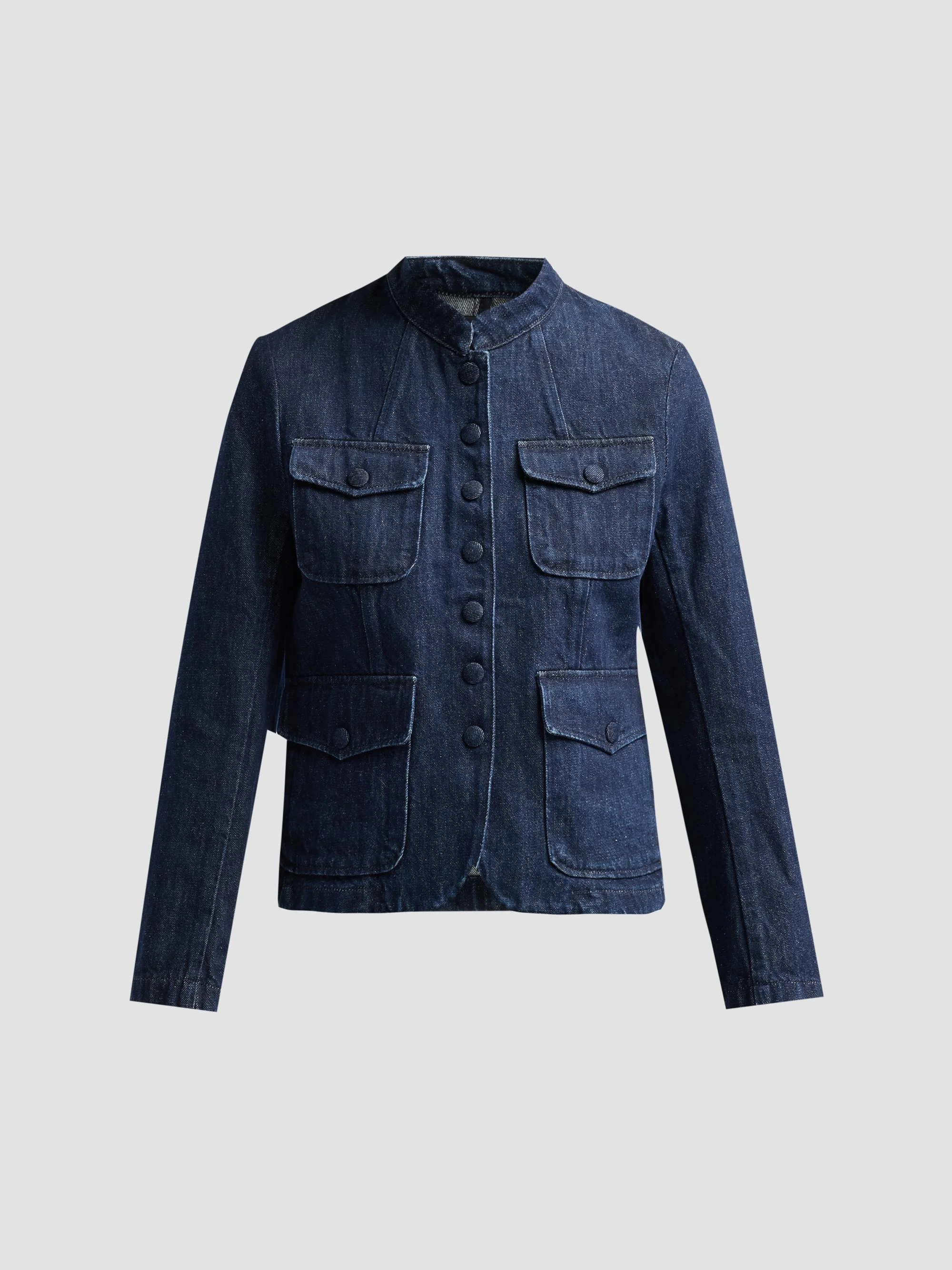 Women's Mercer Denim Stand-Collar Blazer - Dark Rinse - 1