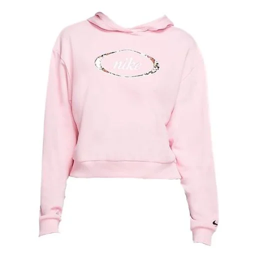 (WMNS) Nike Sportswear Crop Fleece Hoodie 'Pink' CV1871-654 - 1