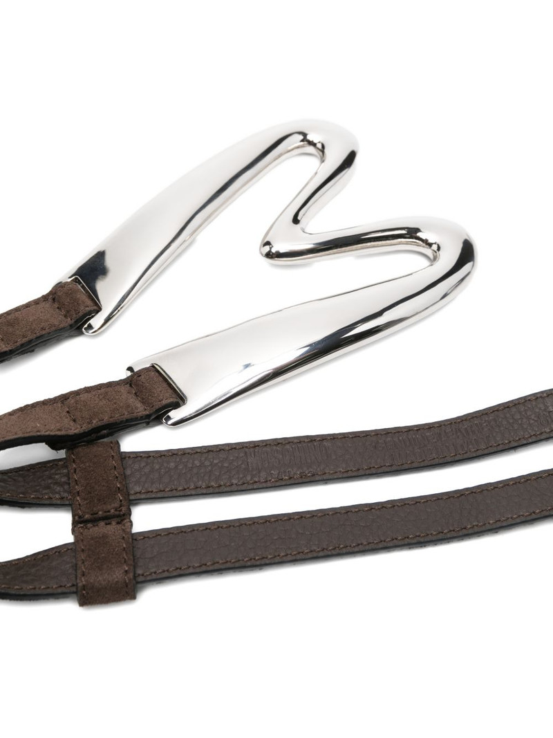 Moschino silver-tone buckle leather belt outlook