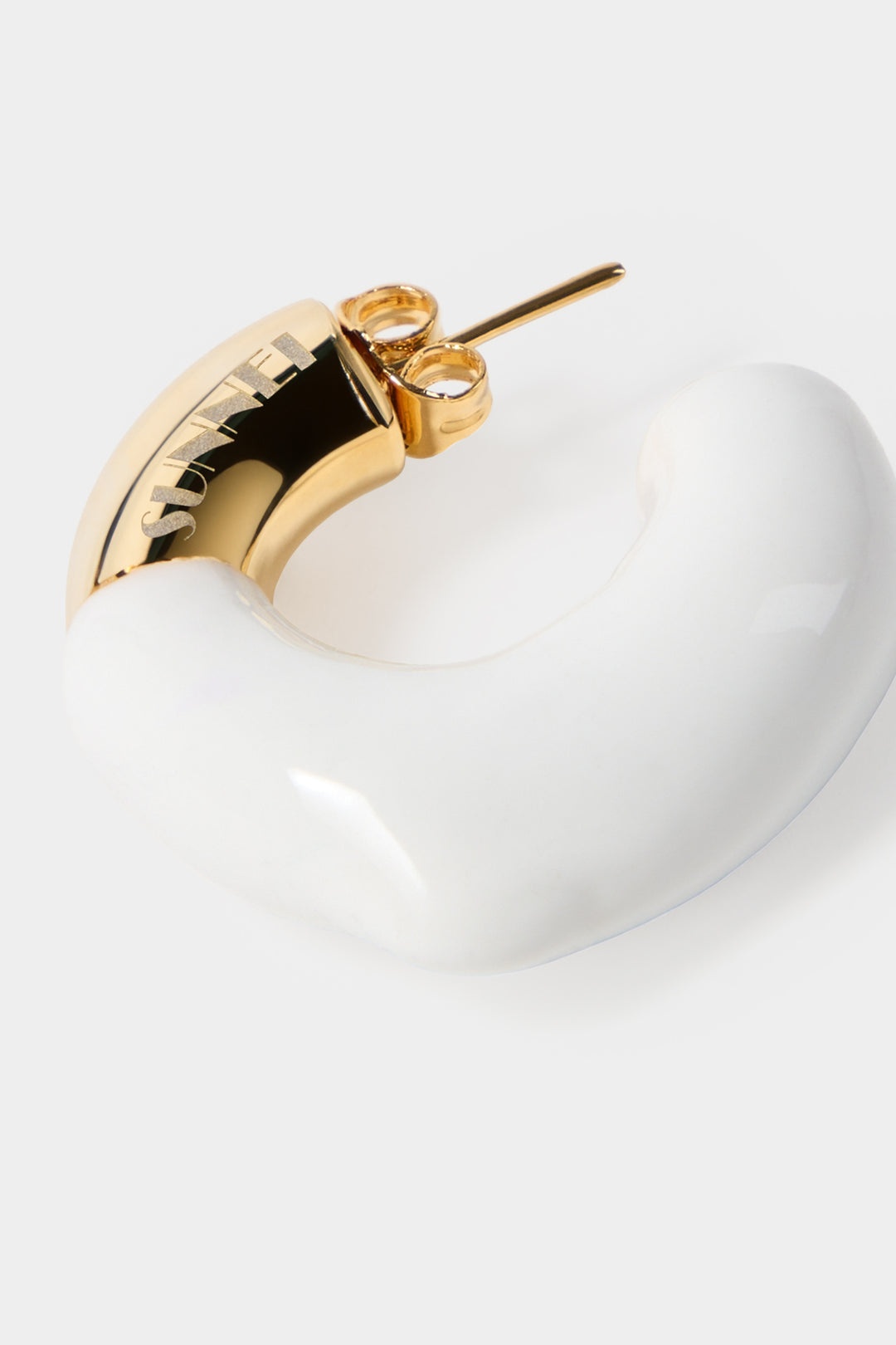 SMALL RUBBERIZED EARRINGS GOLD / white - 3