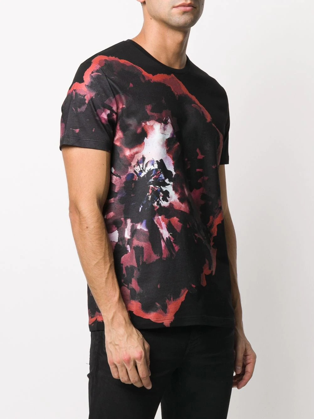 ink flower print T-shirt - 3