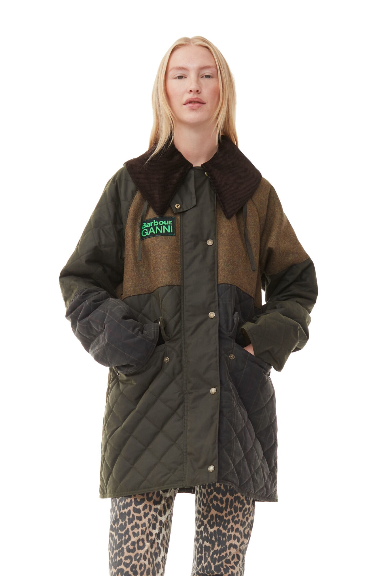 GANNI X BARBOUR SHORT BURGHLEY QUILTED WAX JACKET - 2