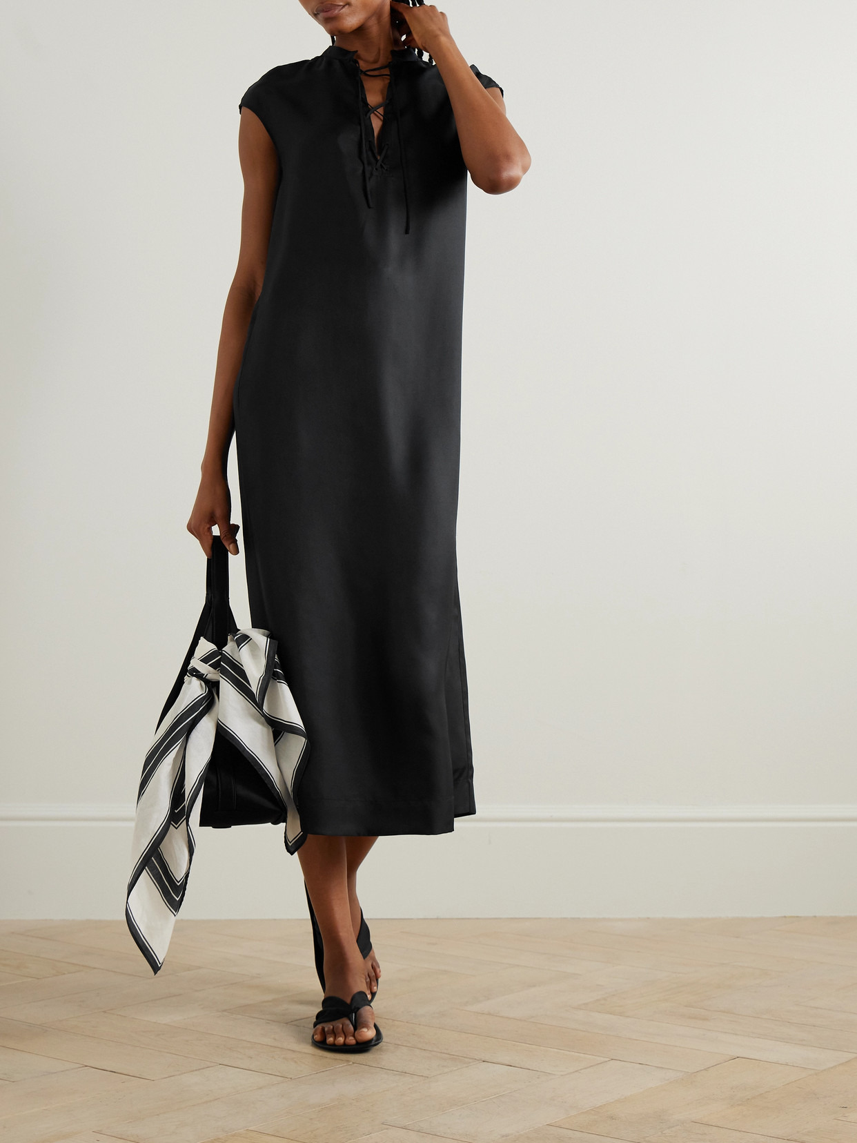 Demeter Lace-up Silk-twill Midi Dress - 2