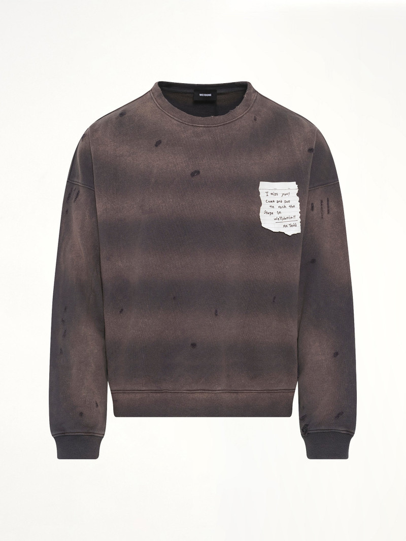 We11done Paper Note Grunge Sweatshirt in Charcoal outlook