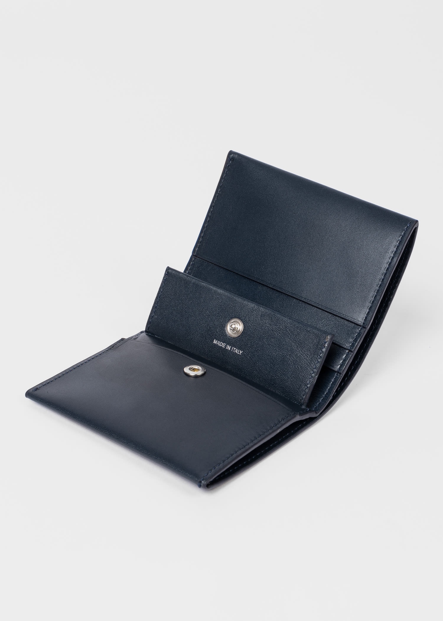 Navy Leather 'Signature Stripe' Compact Billfold Wallet - 5