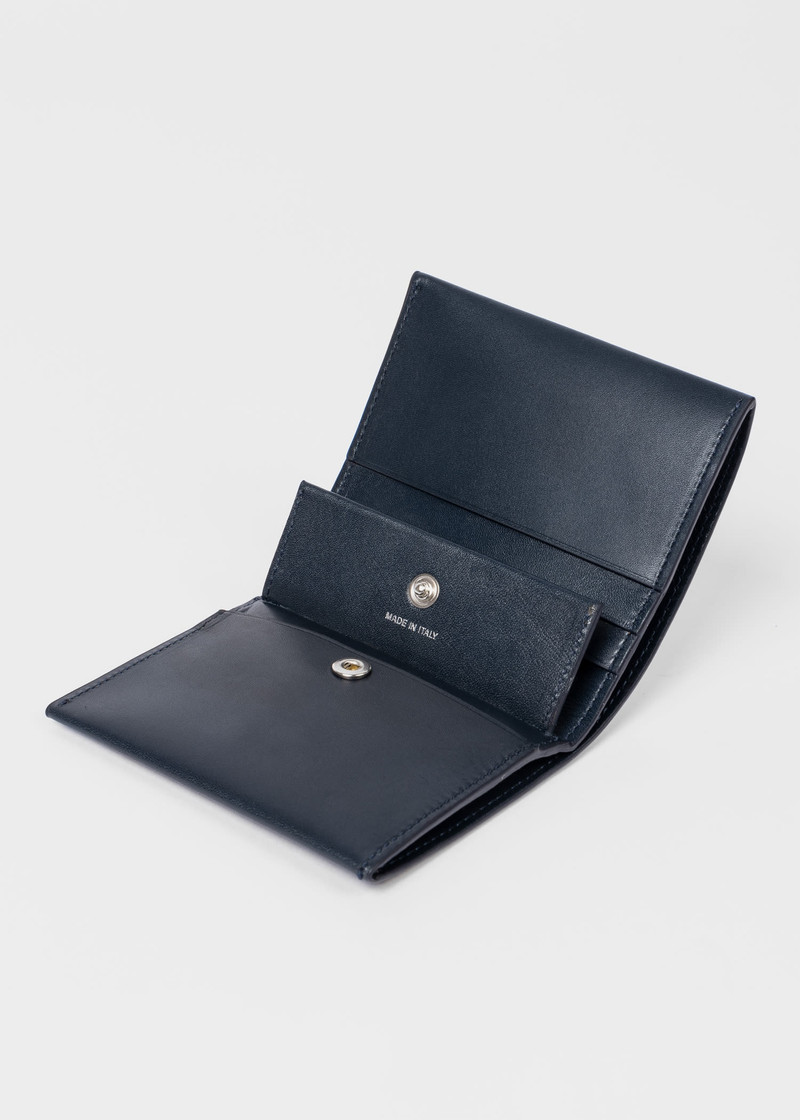 Navy Leather 'Signature Stripe' Compact Billfold Wallet 5