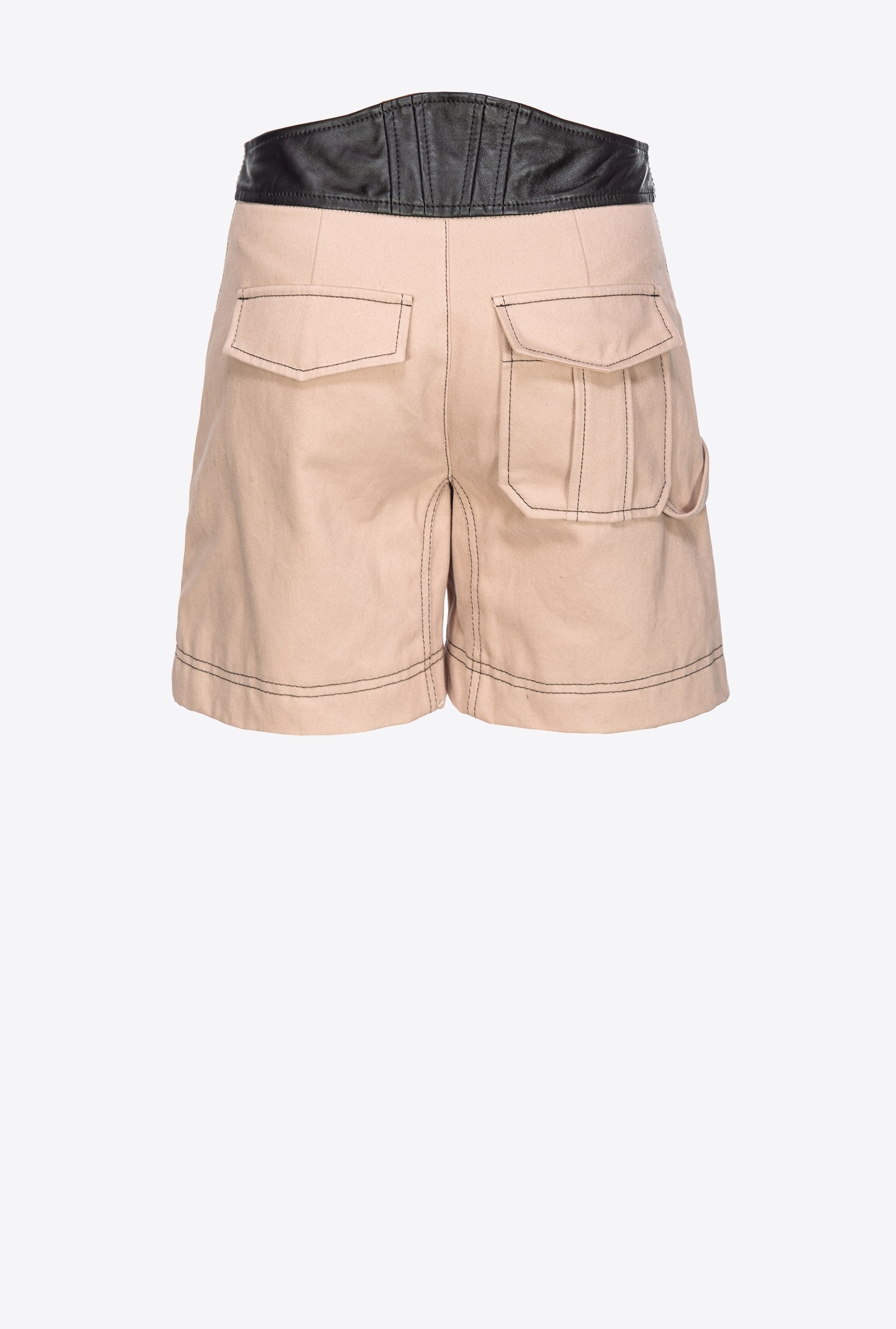 COTTON AND LEATHER SHORTS - 6