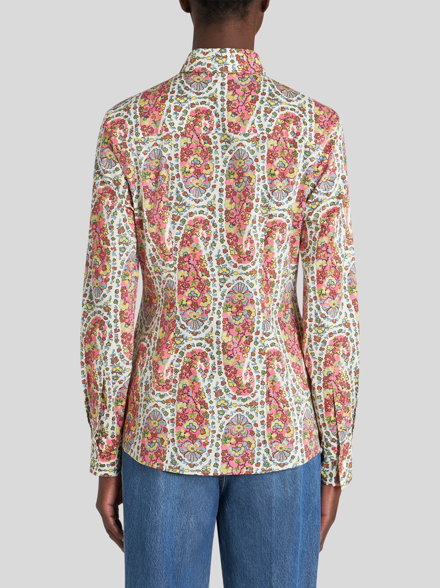 FLORAL PAISLEY WAIST FITTED SHIRT - 4