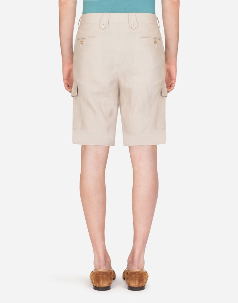 Dolce & Gabbana Bermuda cargo shorts in linen outlook