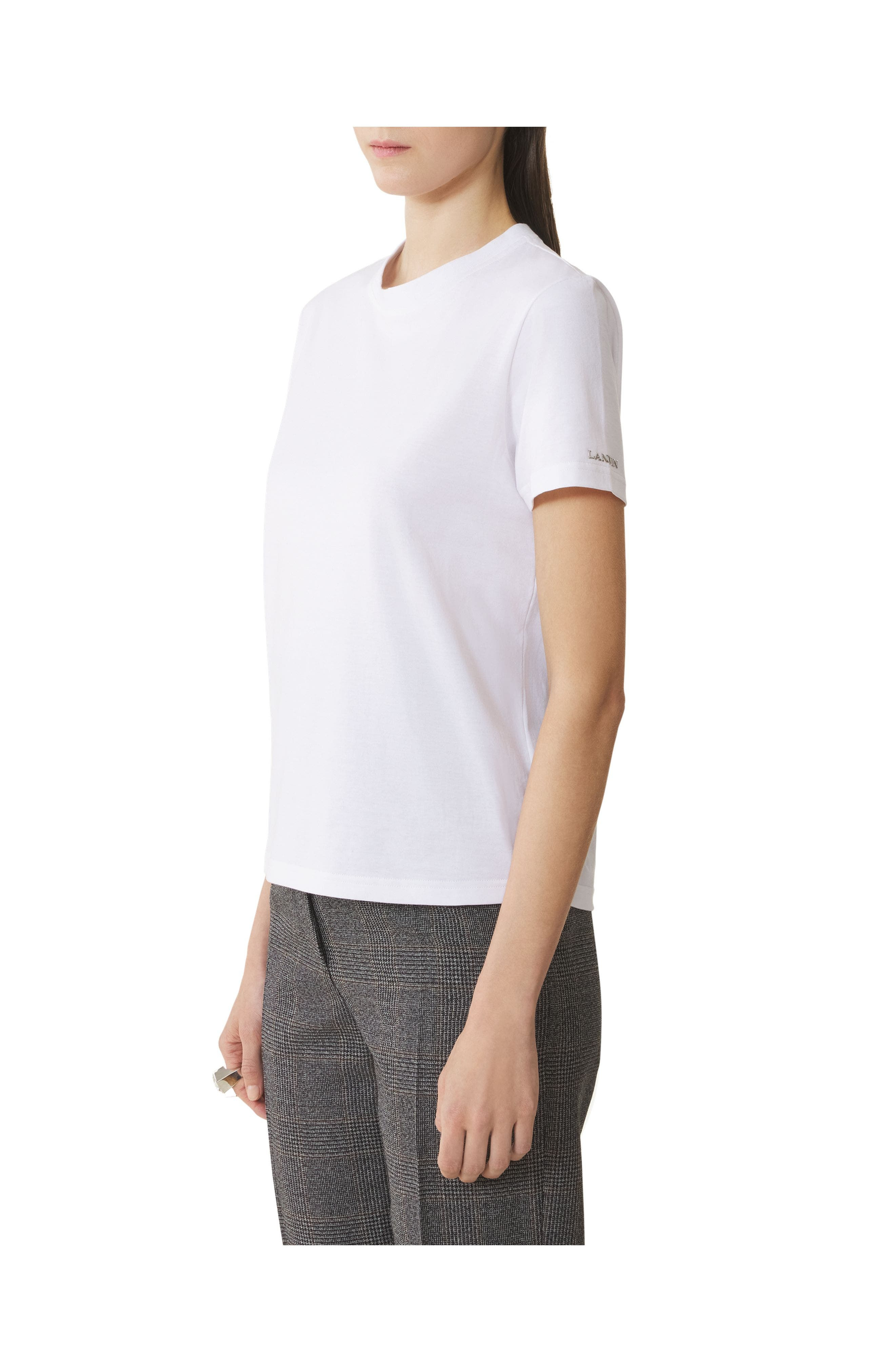Lanvin Cotton T-Shirt With Ribbon Detail in Optic White at Nordstrom - 3
