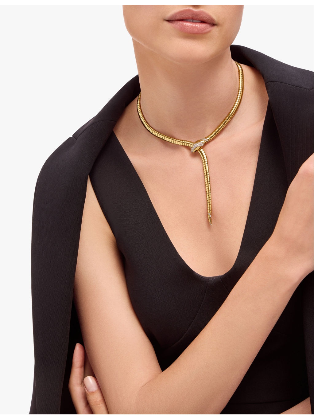 Serpenti Tubogas 18ct yellow-gold, 0.46ct brilliant-cut diamond and onyx necklace - 2