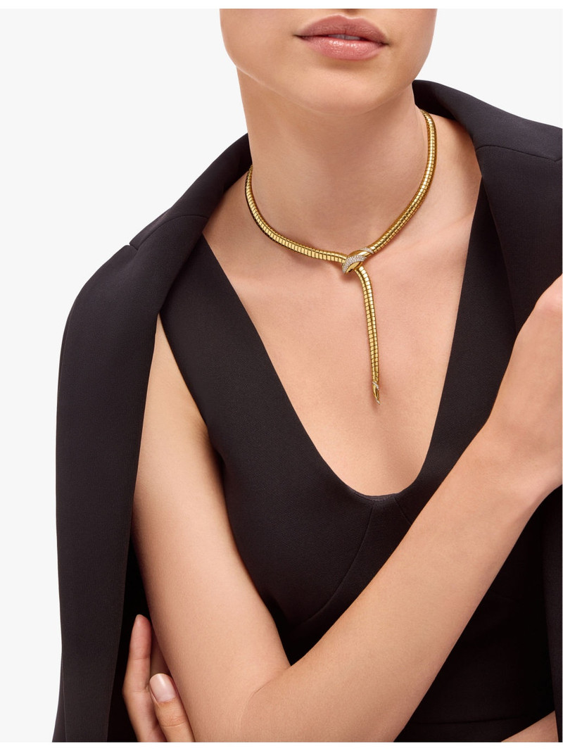 BVLGARI Serpenti Tubogas 18ct yellow-gold, 0.46ct brilliant-cut diamond and onyx necklace outlook