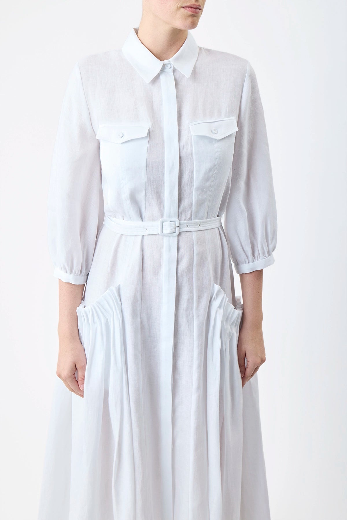 Woodward Dress in Aloe Linen - 5
