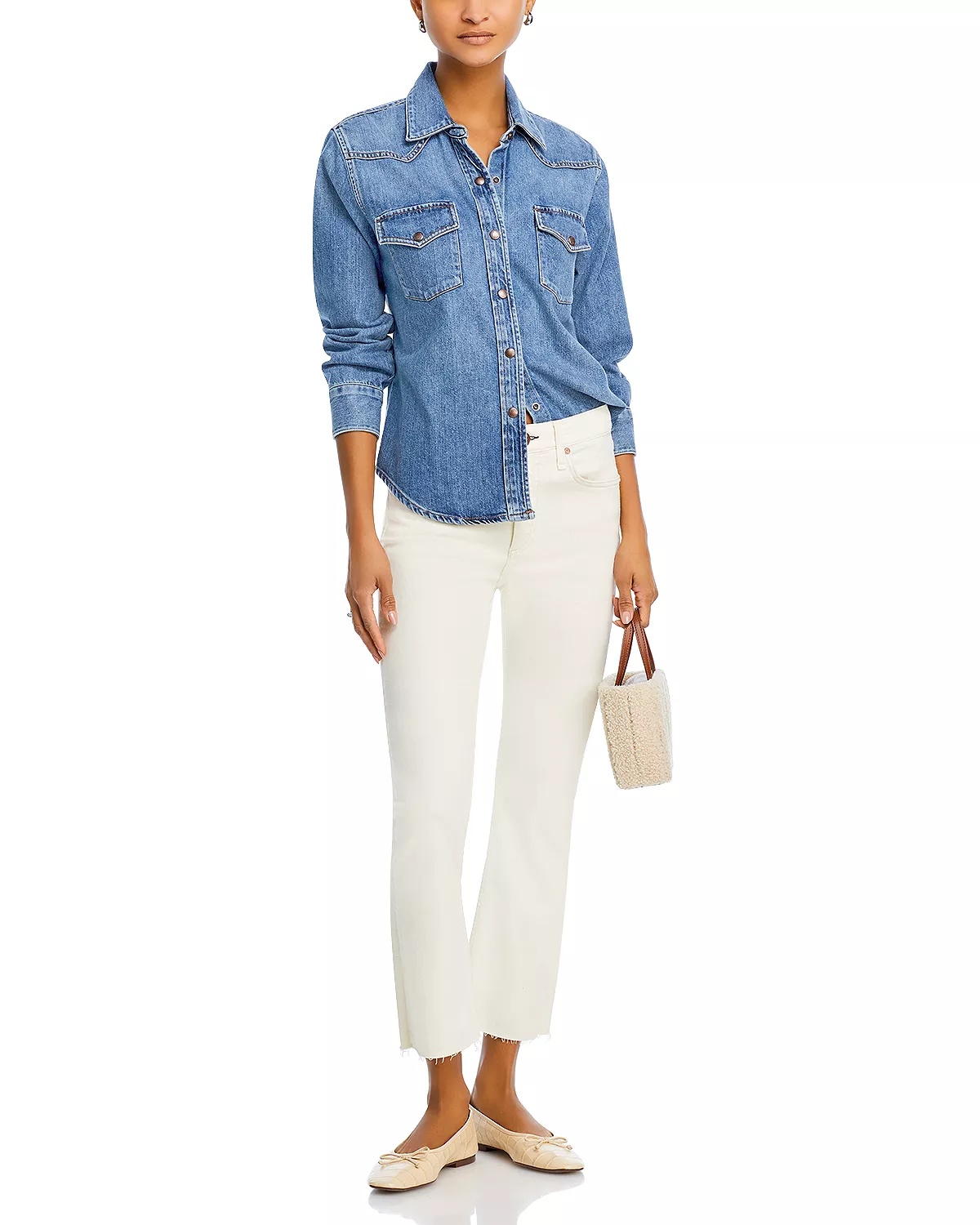 Peyton High Rise Ankle Bootcut Jeans in Ecru - 2