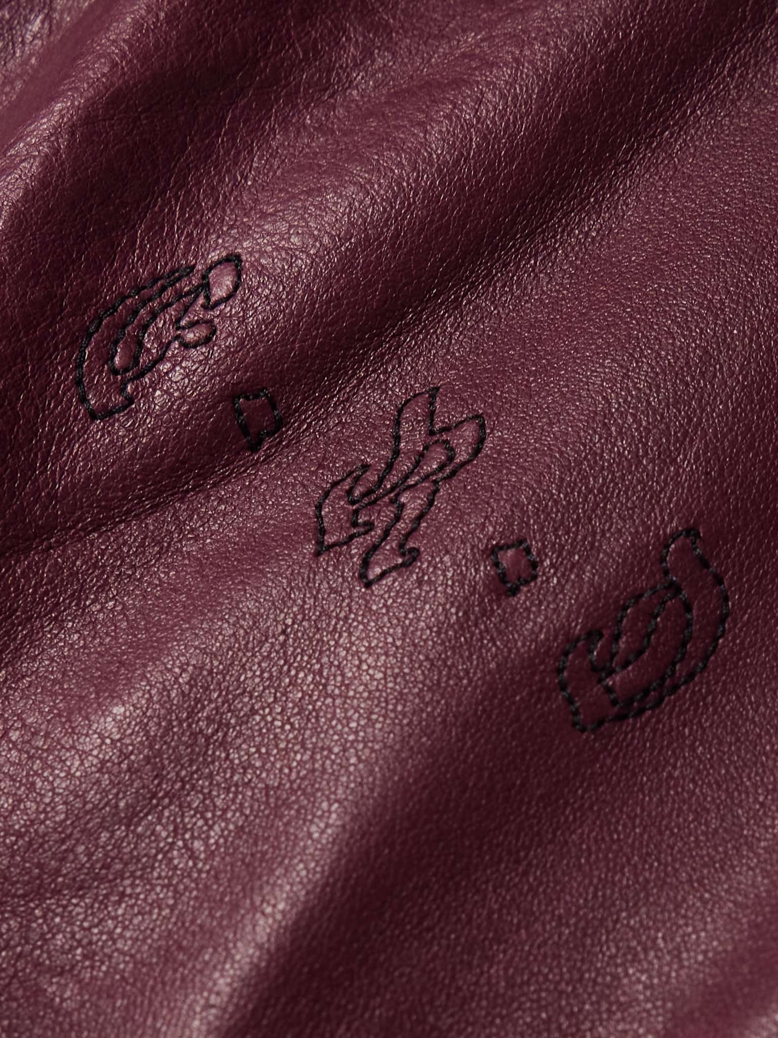 Logo-Embroidered Full-Grain Leather Jacket - 6