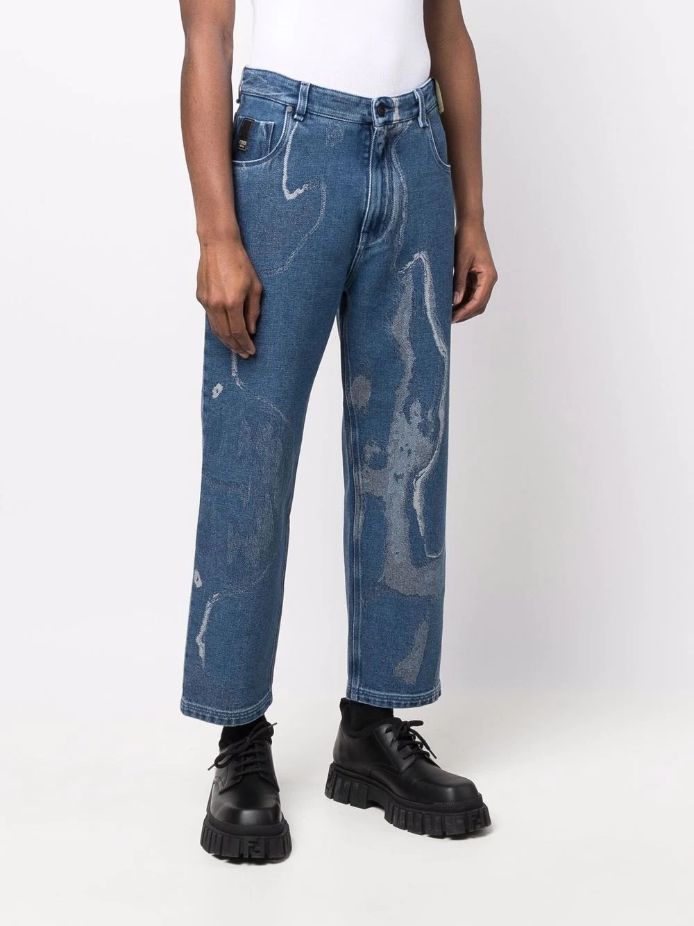 Earth-print cropped jeans - 3