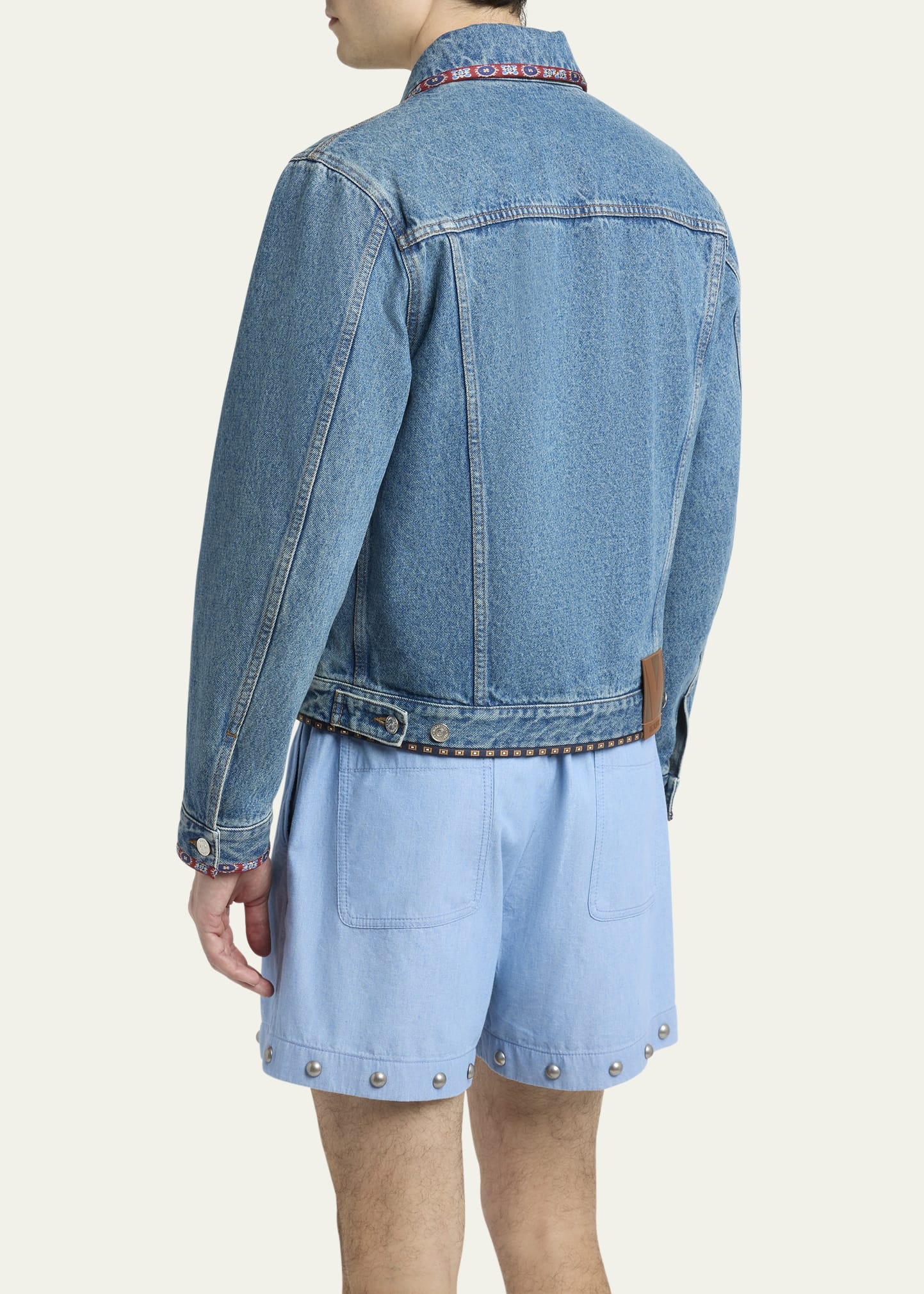 Men's Embroidered-Trim Denim Jacket - 3