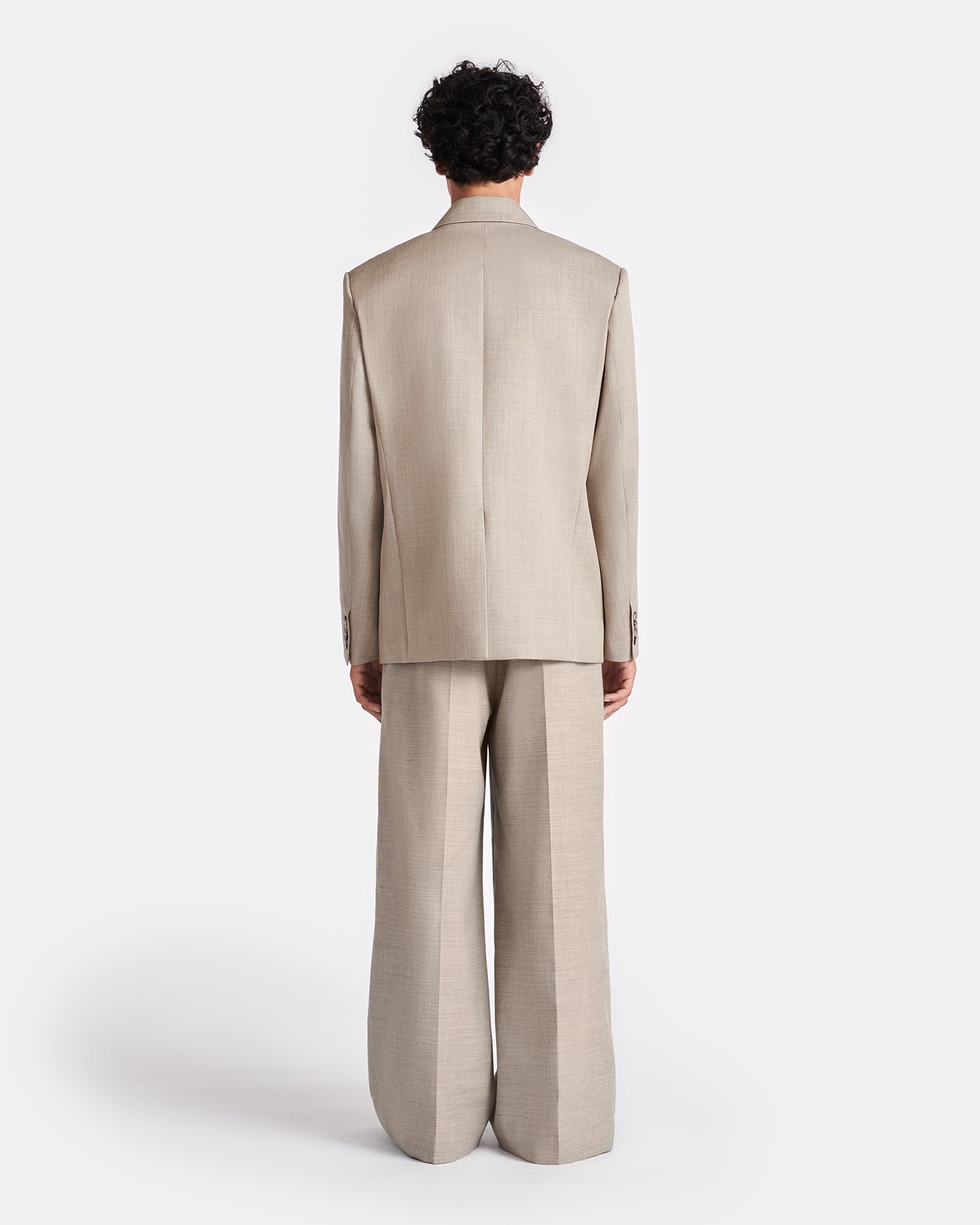 Double Breasted Twill Suiting Blazer - 5