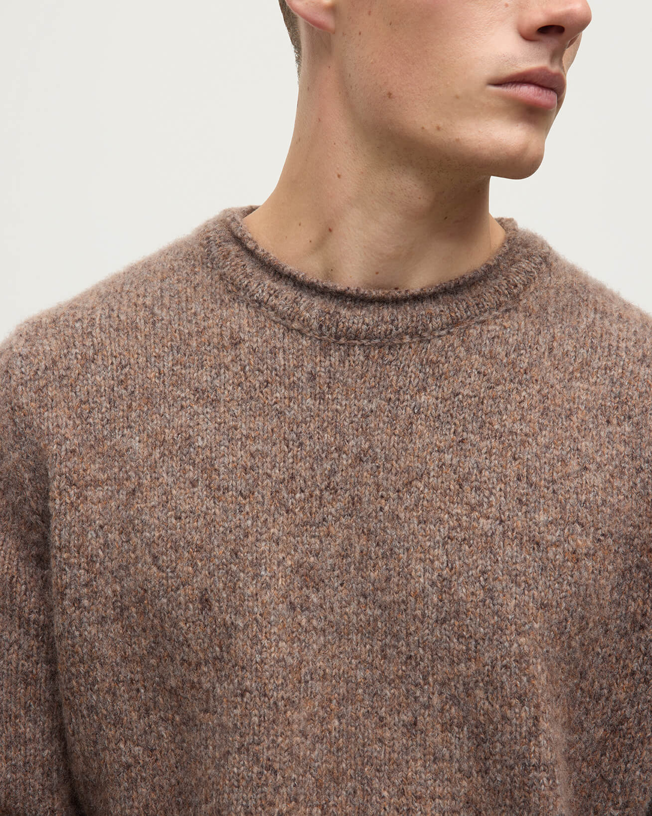 Brushed Cashmere Silk Brown Jumper - 5