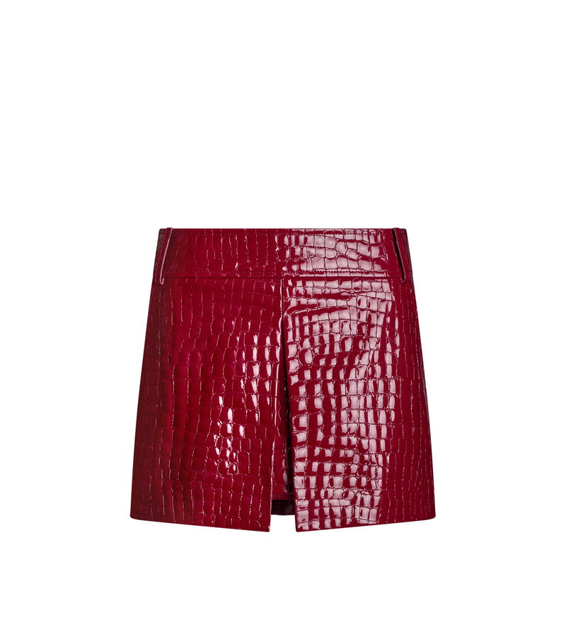 CROC EMBOSSED LEATHER MINI SKIRT WITH INVERTED PLEAT 1
