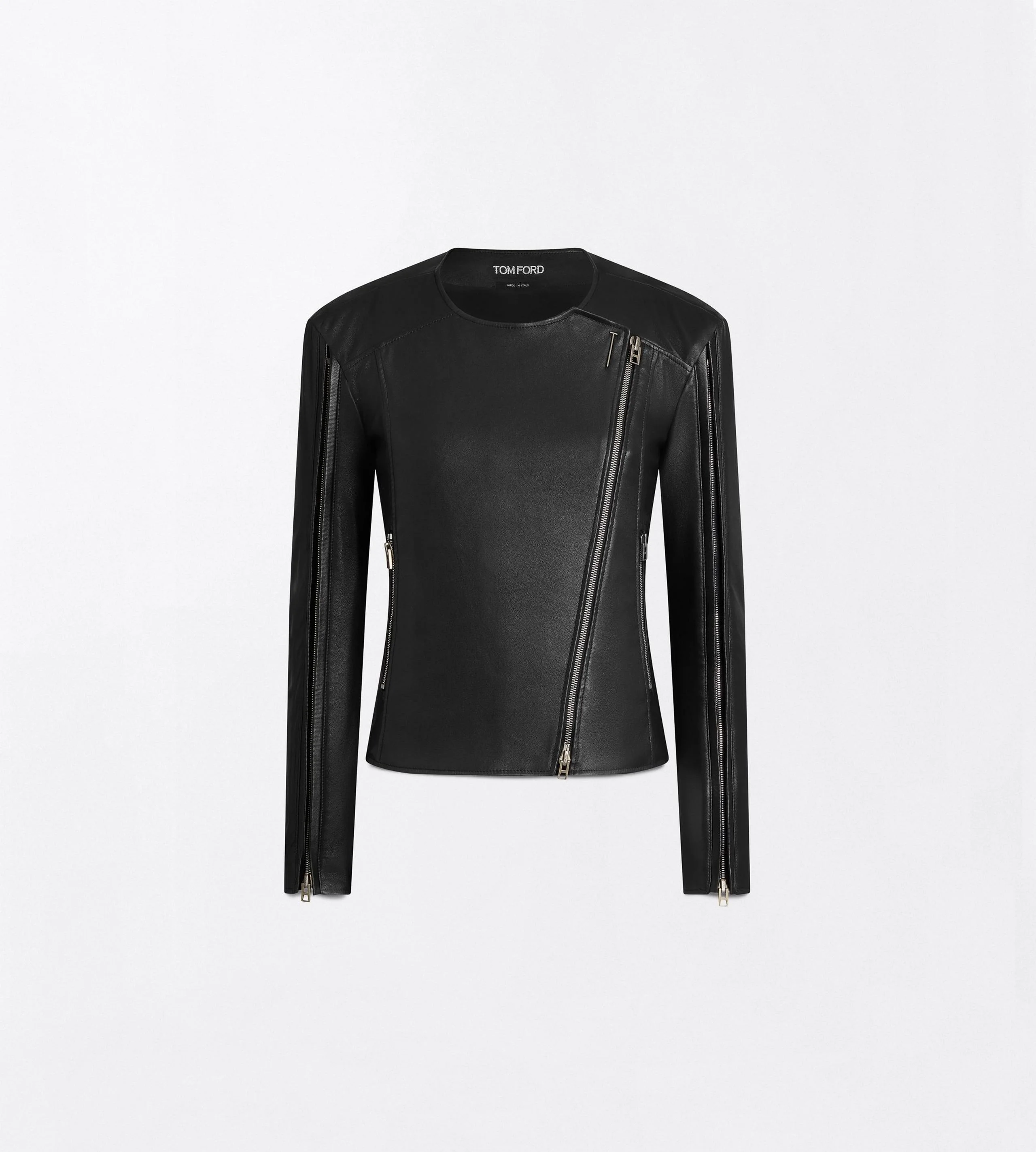 STRETCH NAPPA LEATHER FITTED CAFE RACER JACKET - 1