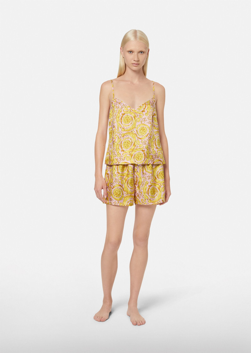 Barocco Print Silk Pajama Shorts 4