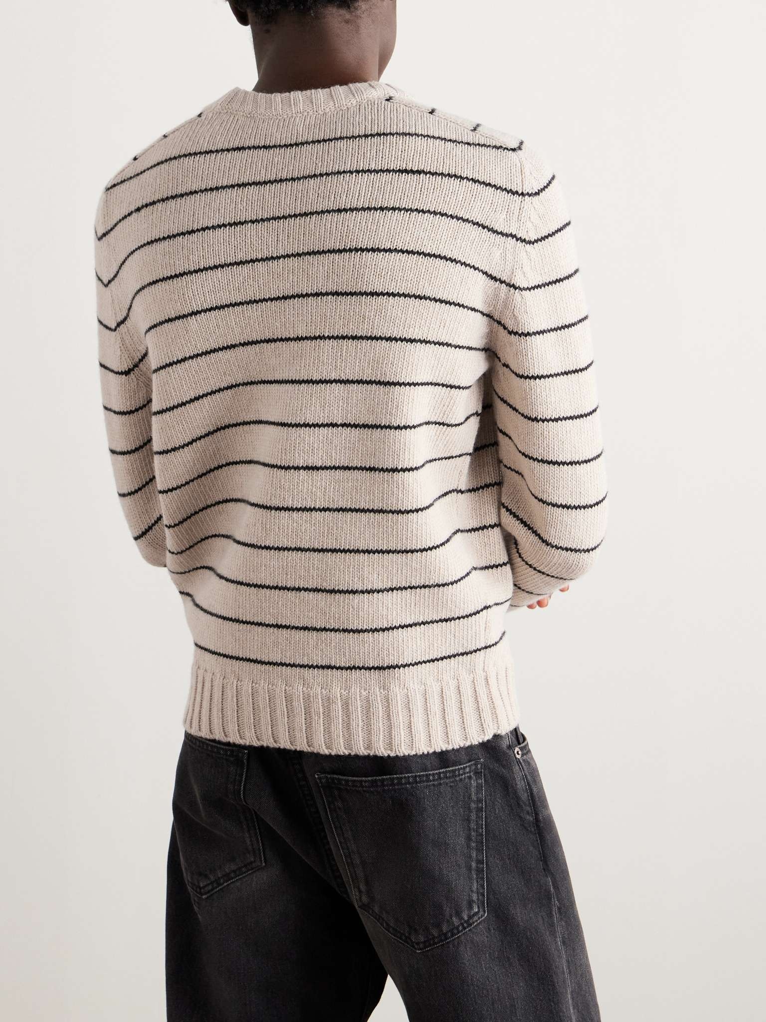 Logo-Embroidered Striped Wool Sweater - 3